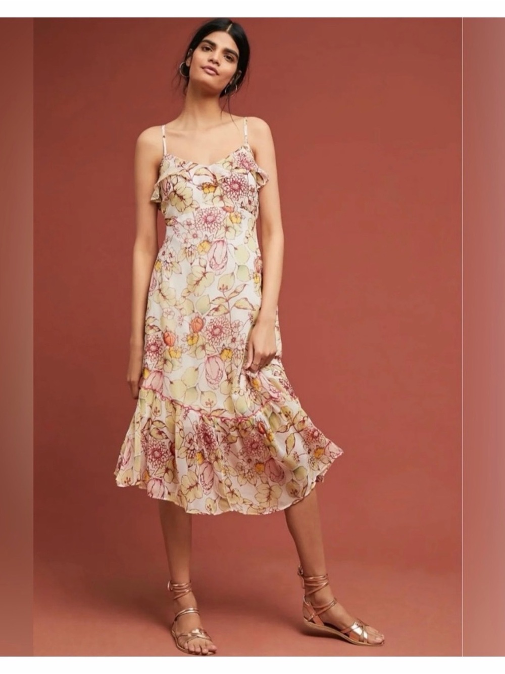 NWT Anthropologie Meadow Rue Floral Dress Size 12